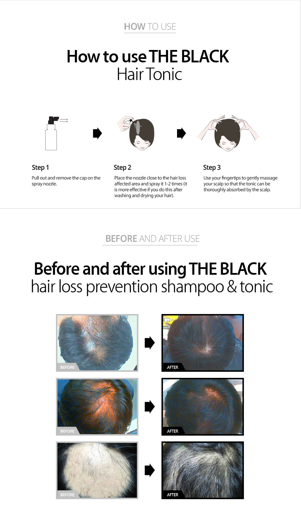 The BLACK Hair Tonic 120ml / Authentic / International Shipping from Korea description 5